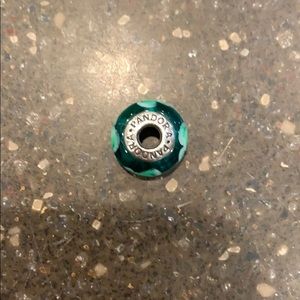 Teal glass and .925 silver bead